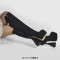 Round Toe Elastic Platforms Bowling Heels Side Zipper Knee Highs Boots - Black Flock