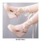 Slope Round Toe Ankle LaceUp Wedges Heels Platforms Sandals - Beige