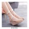 Slope Round Toe Ankle LaceUp Wedges Heels Platforms Sandals - Beige