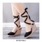 Slope Round Toe Ankle LaceUp Wedges Heels Platforms Sandals - Black