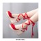 Slope Round Toe Ankle LaceUp Wedges Heels Platforms Sandals - Red