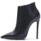 Pointed Toe Stiletto Heels Side Zipper Stylish Autumn Ankle Highs Booties - Black