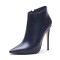Pointed Toe Stiletto Heels Side Zipper Stylish Autumn Ankle Highs Booties - Blue