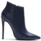 Pointed Toe Stiletto Heels Side Zipper Stylish Autumn Ankle Highs Booties - Blue