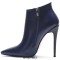 Pointed Toe Stiletto Heels Side Zipper Stylish Autumn Ankle Highs Booties - Blue