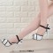 Fish Mouth Peep Toe Stiletto Heels Platforms Ankle Buckle Straps Double Color Pumps - White Faux Leather
