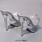 Peep Toe Stiletto Heels Transparent Platform Rhinestones Bow Sandals - Silver PVC