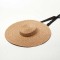 Flat Visor Straw Brim Long Ribbon Summer Beach Casual Hat - Lotus Khaki