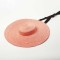Flat Visor Straw Brim Long Ribbon Summer Beach Casual Hat - Pink