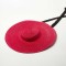 Flat Visor Straw Brim Long Ribbon Summer Beach Casual Hat - Red