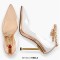 Pointed Toe Stiletto Heels Transparent Ankle Chain Straps Pumps - Gold PVC