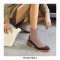 Pointed Toe Chic Medium Wooden Block Heels Ankle High Autumn Boots - Red
