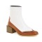 Pointed Toe Chic Medium Wooden Block Heels Ankle High Autumn Boots - White