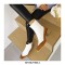Pointed Toe Chic Medium Wooden Block Heels Ankle High Autumn Boots - White