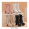 Round Toe Chunky Square Heels Ankle Lace Up Lolita Boots with Side Zipper - White
