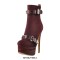 Round Toe Stiletto Heels Side Zipper Platforms Ankle Highs Rivet Decorated Buckle Straps Punk Rock Booties - Brown