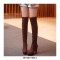 Over The Knee High Platform Flock Matt Winter Booties - Brown