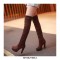 Over The Knee High Platform Flock Matt Winter Booties - Brown