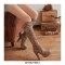 Over The Knee High Platform Flock Matt Winter Booties - Leopard