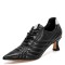 Pointed Toe Kitten Heels Mercury Stitch Soccer Style Pumps - Black
