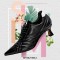 Pointed Toe Kitten Heels Mercury Stitch Soccer Style Pumps - Black