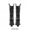 Block Heel Knee High Pointed Toe Pull On Cowboy Western Booties with Side Zipper - Black