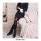 Block Heel Knee High Pointed Toe Pull On Cowboy Western Booties with Side Zipper - Black