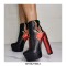 Round Toe Ankle High Side Zipper Chunky Heels Platforms Punk Flame Boots - Black Silver