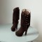 Mid Calf Tassle Platform Cowgirl Boots - Coffee