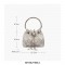 Chain Metal Ring Handle Rhinestones Bucket Purse Bags - Green Plaid