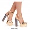 Chunky Heels Ankle Straps Peep Toe Platform Sandals- Silver