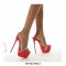 Peep Toe Platforms Rhinestones Stiletto Heels Spring Sandals - Red