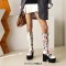 Round Toe Chunky Heels Lace Up Flower Texture Cross Straps Platforms Knee Highs Boots - White Faux Leather