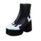 Round Toe Onfire Platforms Side Zipper Boots - Black Faux Leather