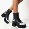 Round Toe Onfire Platforms Side Zipper Boots - Black Faux Leather