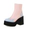 Round Toe Onfire Platforms Side Zipper Boots - Pink Faux Leather