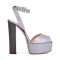 Chunky Heels Ankle Straps Peep Toe Platform Sandals - Gray