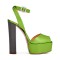 Chunky Heels Ankle Straps Peep Toe Platform Sandals - Green