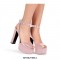 Chunky Heels Ankle Straps Peep Toe Platform Sandals - Turquoise Patent