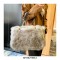Plush Shopping Totes Metal Chain Totebag Bags - Black