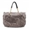 Plush Shopping Totes Metal Chain Totebag Bags - Gray