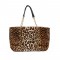 Plush Shopping Totes Metal Chain Totebag Bags - Leopard