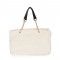 Plush Shopping Totes Metal Chain Totebag Bags - White