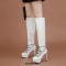 Round Toe Dimensional Lattice Decorated Lace Up Platforms Thigh High Stiletto Boots - White