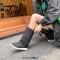 Round Toe  Street Trend Knee Highs Couple Flat Boots - Black Denim