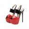 Peep Toe Stiletto Heels Platforms Buckle Straps Sandals Pumps - Black