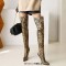 Pointed Toe Metal Stiletto Heels Over The Knees Thigh High Glossy Boots - Leopard Tan Patent
