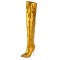 Pointed Toe Metal Stiletto Heels Over The Knees Thigh High Glossy Boots - Yellow Patent