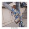 Round Toe Ethnic Floral Pearl with Rhinestones Chunky Heels Ankle Highs Autumn Platforms Boots - Blue