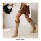 Pointed Toe Cuban Half Wedge Heels Autumn Classics Back Zipper Boots  - Auburn